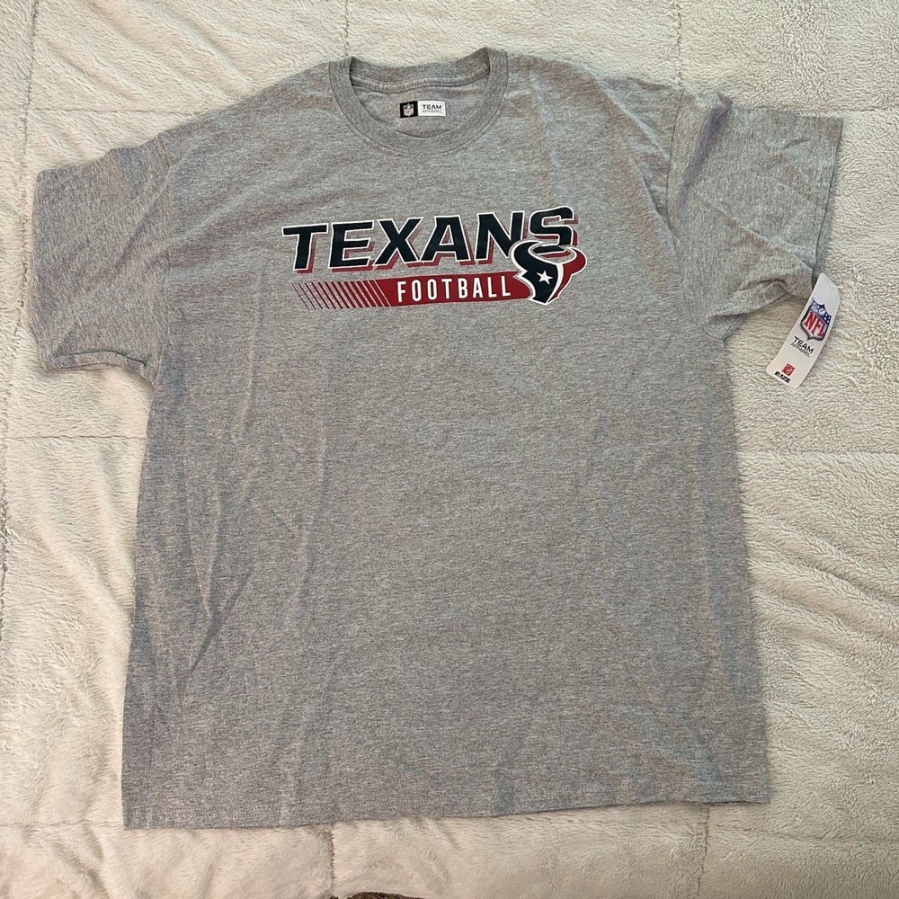 Houston Texas NFL Adult Mens T-Shirt XL Grey Red Football Tee Short Sleeve NEW